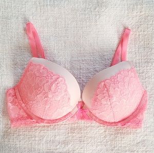 VS pink lace push up bra